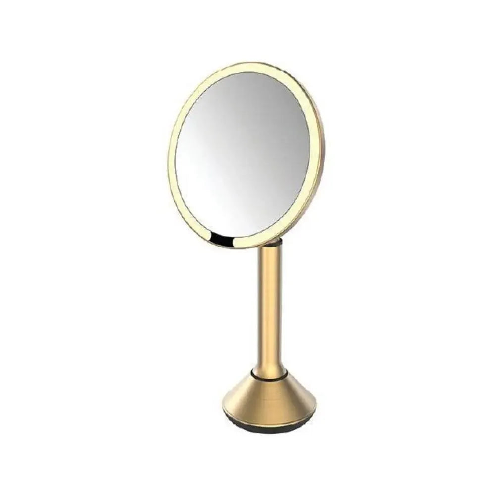 Roomwell Sense 8" Lighted Table Top Magnifying Mirror, 1X/5X, Touch Screen Adjustable LED Light Matt Finish, Swivel 90°, Ø 20 cm, Color Gold