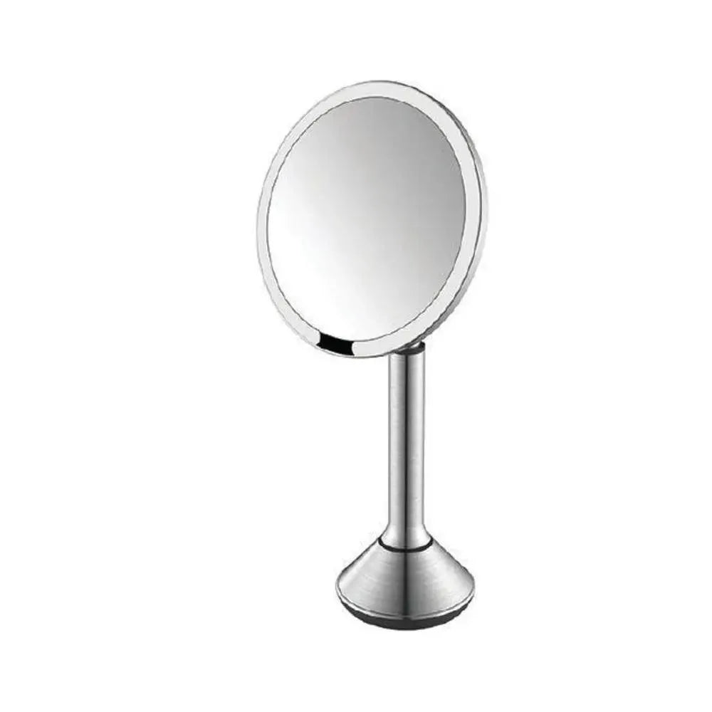 Roomwell Sense 8" Lighted Table Top Magnifying Mirror, 1X/5X, Touch Screen Adjustable LED Light Matt Finish, Swivel 90°, Ø 20 cm, Color Silver