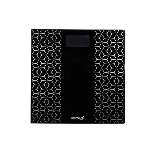 Roomwell Serene Digital Glass Bathroom Scale, High Precision Sensors, LED Display, 150 Kg Capacity, Anti-Slip Surface, Color Black