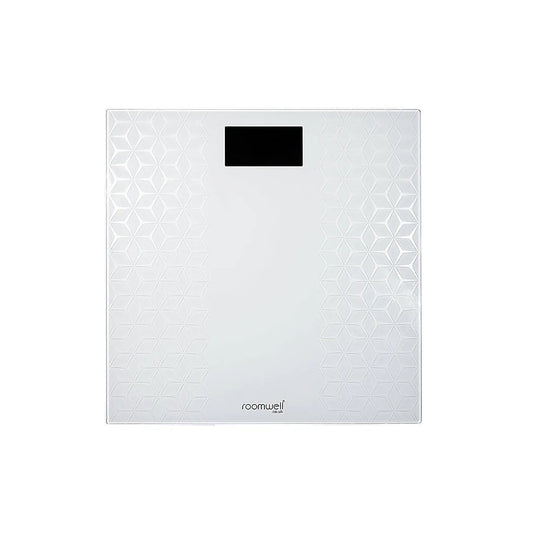 Roomwell Serene Digital Glass Bathroom Scale, High Precision Sensors, LED Display, 150 Kg Capacity, Anti-Slip Surface, Color White