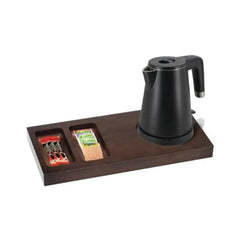 Roomwell UK Merlyn Welcome Tray, Beechwood with built-in Condiment Holder, L 19.6 x W 37.5 x H 3.4 cm, Color Mahogany