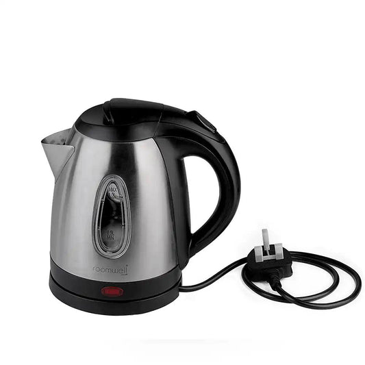 Roomwell UK Stainless Steel Rio Electric Kettle 1.0 L, 2000 W, Cordless, Boil Dry Protection & Auto Shut-off, Strix UK Controller - HorecaStore