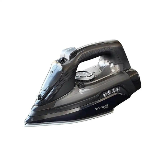 Roomwell Xpress Steam Plus Iron 2400 W, Scratch Resistant Ceramic Soleplate, Auto Shutoff, Anti-Drip, Self-cleaning, Color Black - HorecaStore