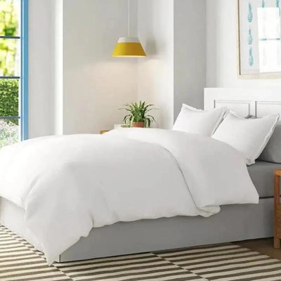 Royale 300 Thread Count Plain Hotel Linen Duvet Cover Queen 100% Cotton Sateen, 110 GSM, 220 x 250 cm, Color White