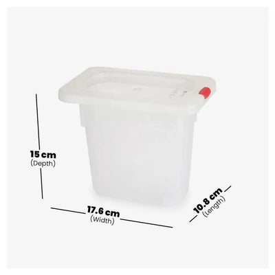 Rubber Plas Tech Polypropylene GN 1/9 Container With Lid 15 cm deep