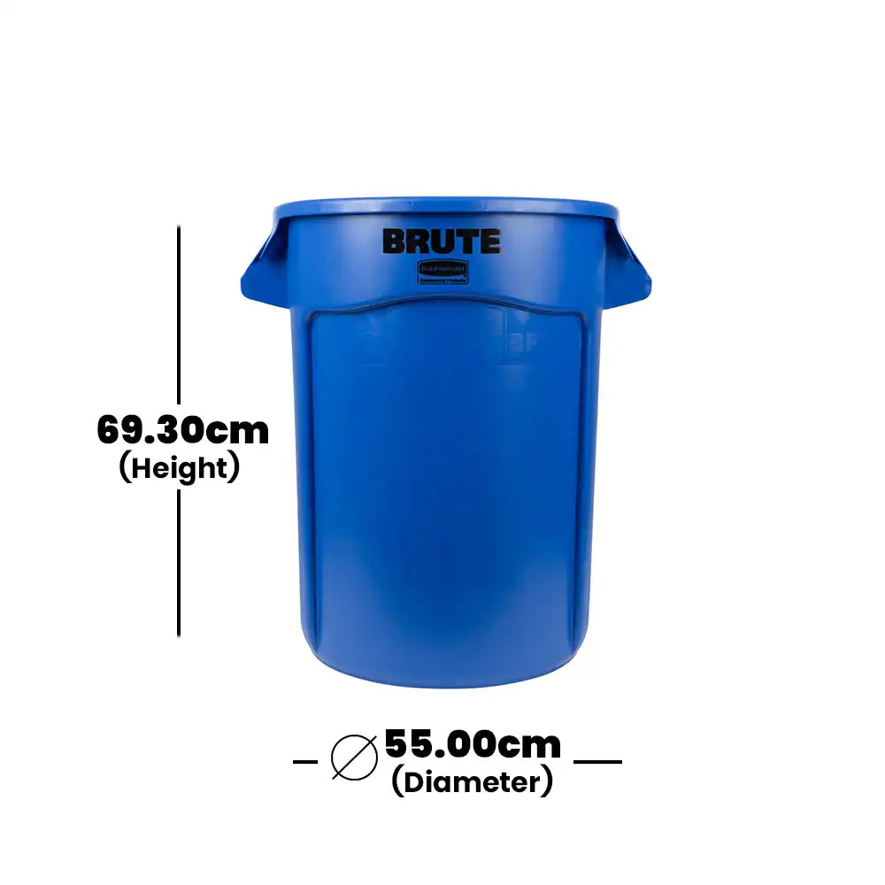 rubbermaid 121l brute container without lid blue