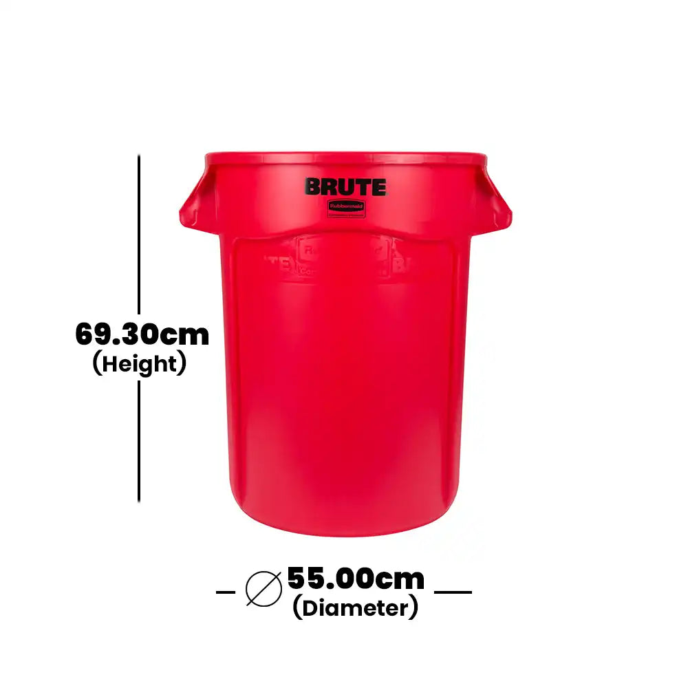 rubbermaid 121l brute container without lid red 1 x 6