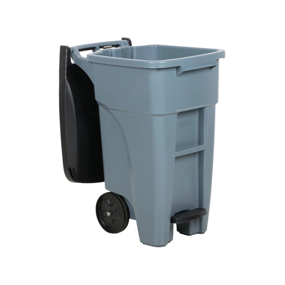 rubbermaid 121l wheeled rectangular trash can with lid gray