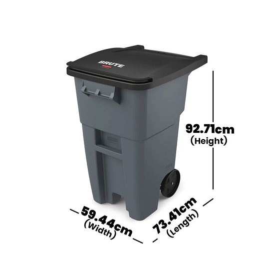 rubbermaid 189l brute rollout container without lid grey