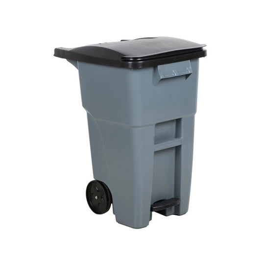 rubbermaid 189l wheeled rectangular trash can with lid gray