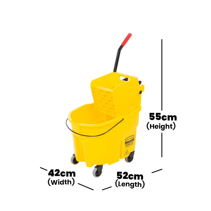 rubbermaid 33l wavebrake single mop bucket with side wringer yellow