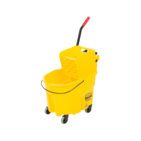 rubbermaid 33l wavebrake single mop bucket with side wringer yellow