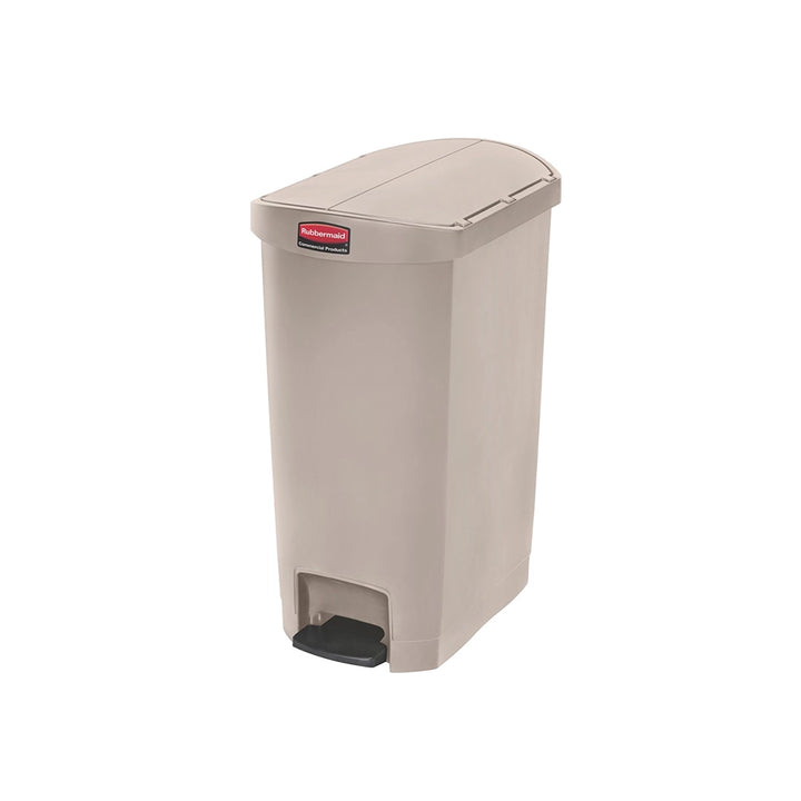 rubbermaid 50l slim jim end step pedal bin beige