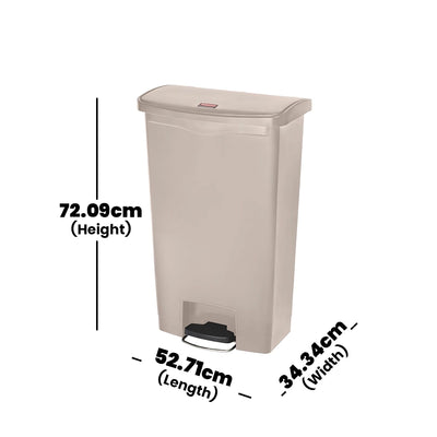 rubbermaid 68l slim jim step on pedal bin beige