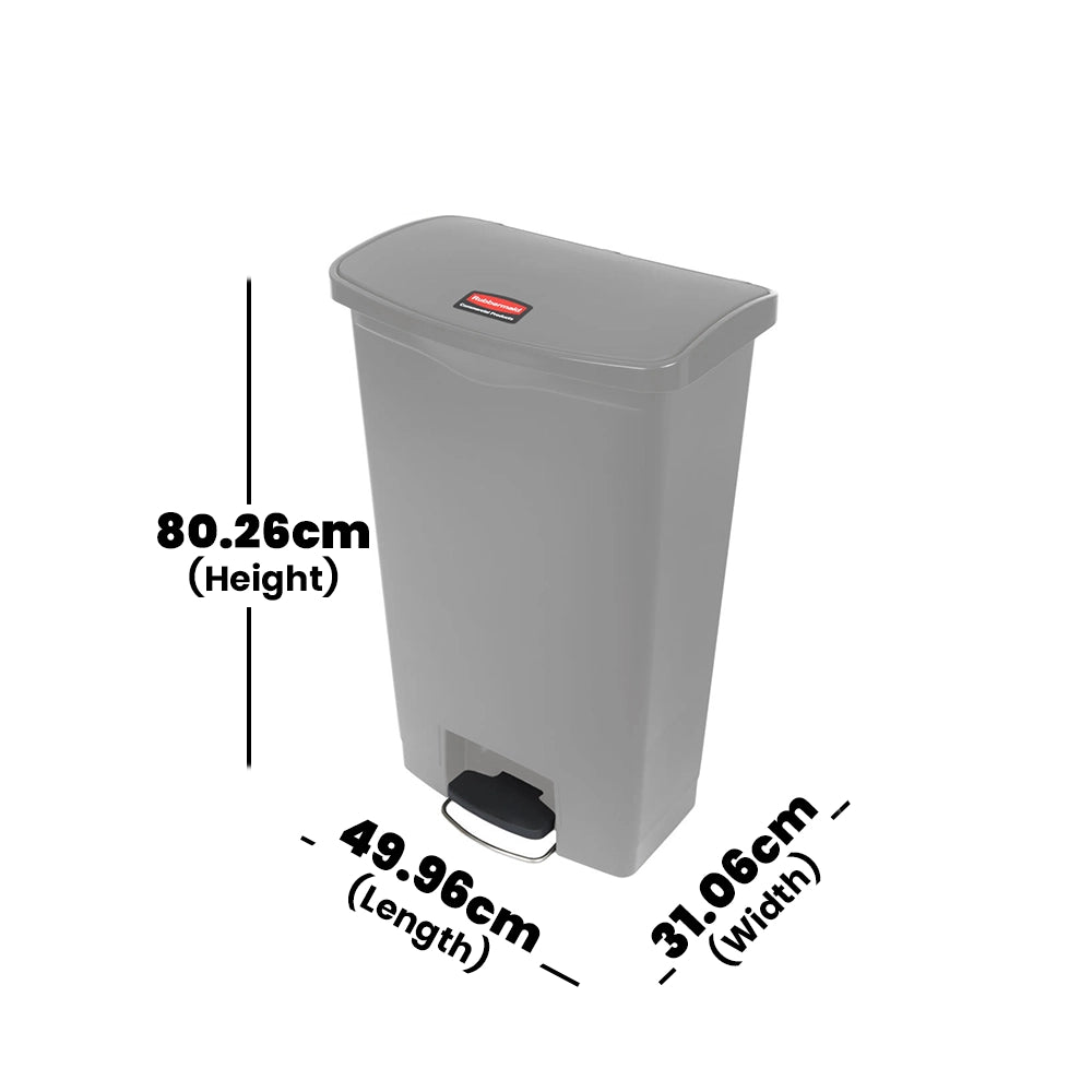 rubbermaid 68l slim jim step on pedal bin grey