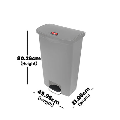 rubbermaid 68l slim jim step on pedal bin grey