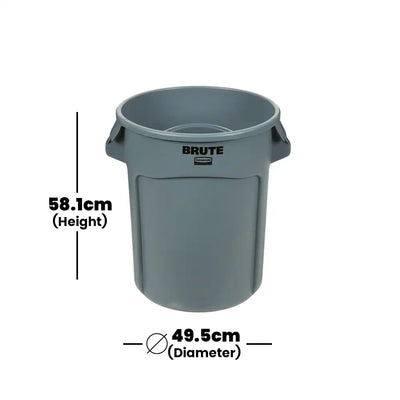 rubbermaid 76l gray brute container without lid 1 x 6