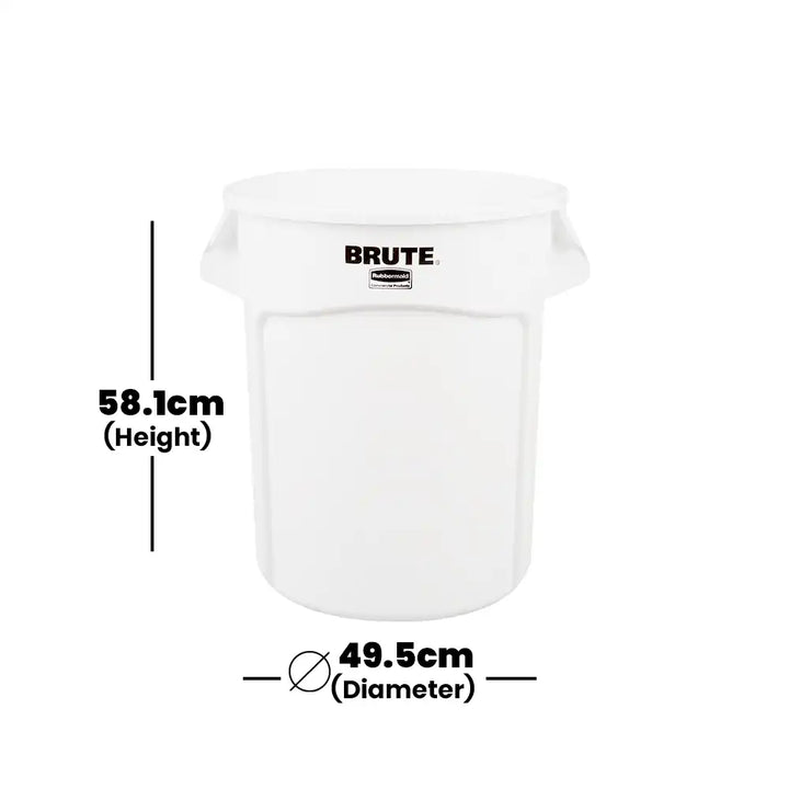 rubbermaid 76l white brute container without lid 1 x 6