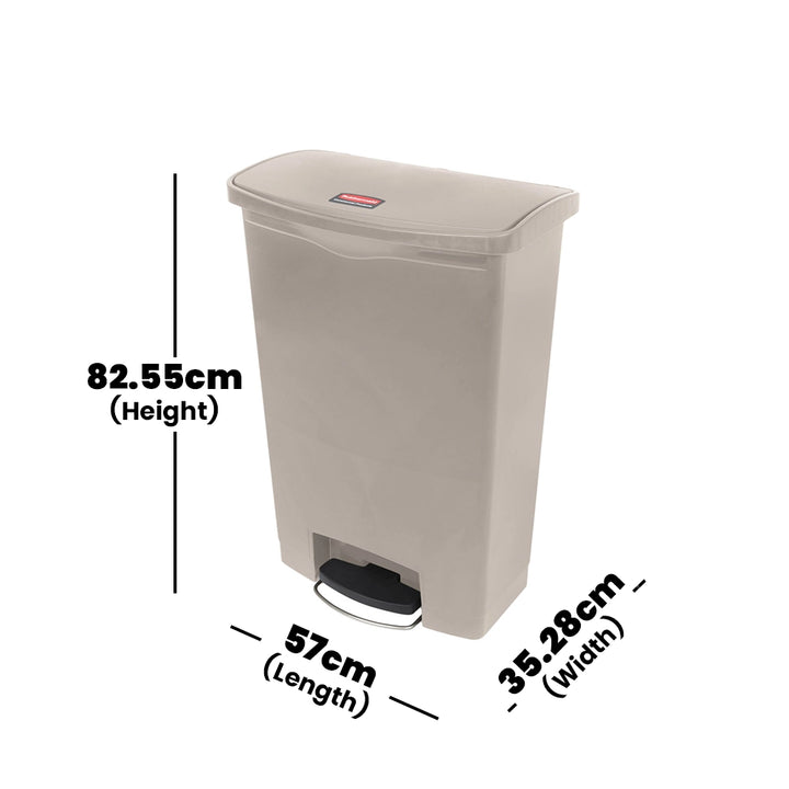 rubbermaid 90l slim jim step on pedal bin beige