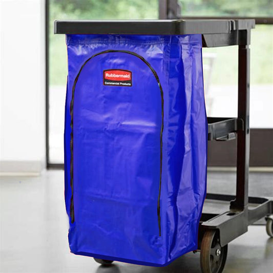 rubbermaid janitorial cleaning cart vinyl bag 128l blue