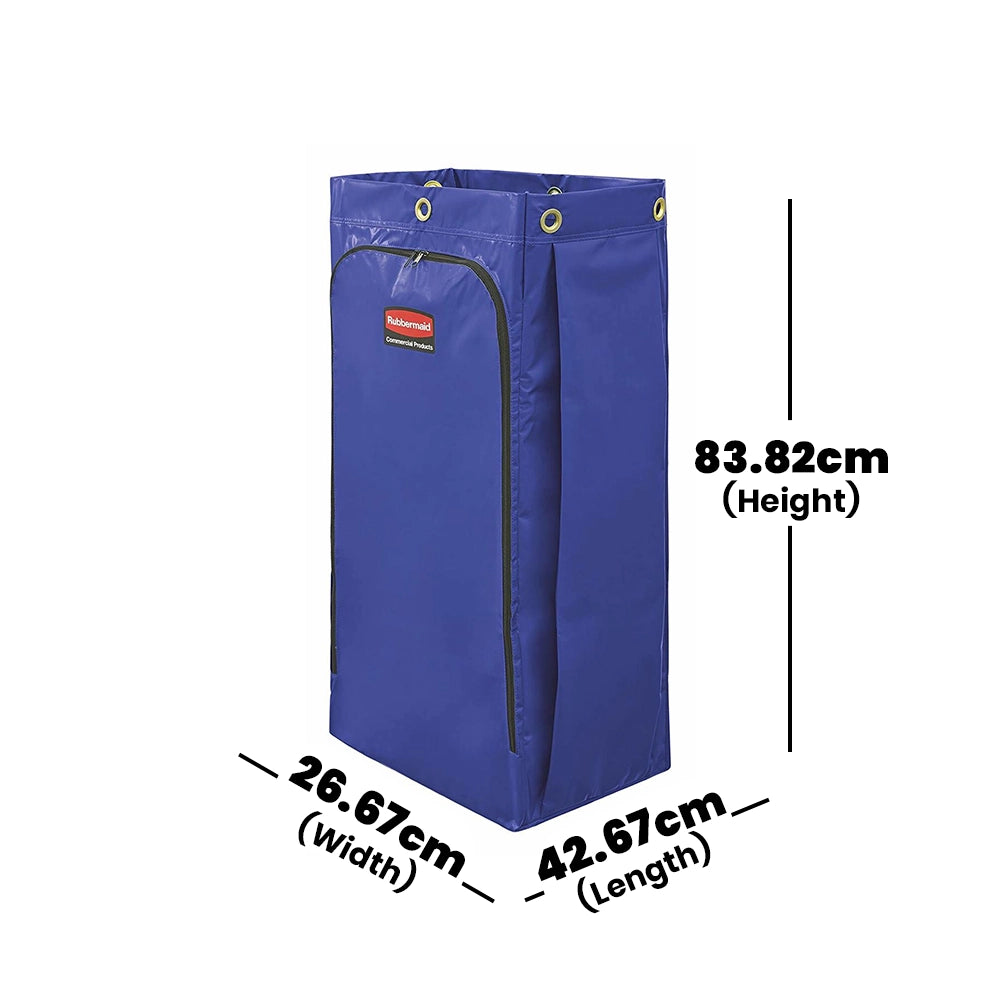 rubbermaid janitorial cleaning cart vinyl bag 128l blue