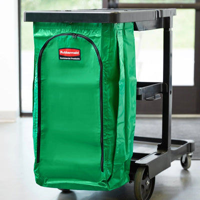 rubbermaid janitorial cleaning cart vinyl bag 128l green