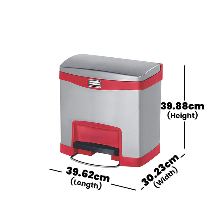 rubbermaid stainless steel slim jim 15l pedal bin red