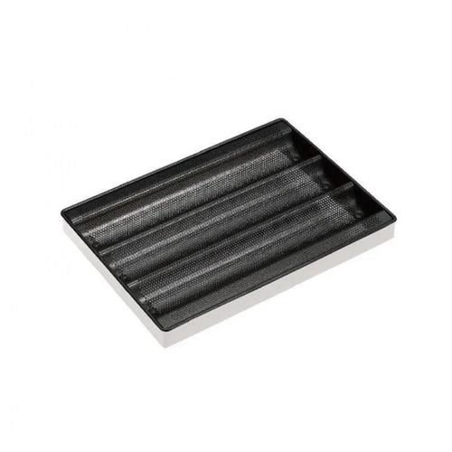 Sanneng SN1597 Aluminium Alloy 3 Rows Baguette Tray non Stick, L 36.5 x W 26.5 cm