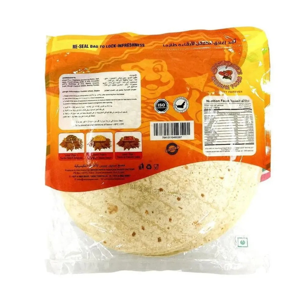 Senor Pepe's 12" Pressed Flour Frozen Tortillas, 120 Pcs