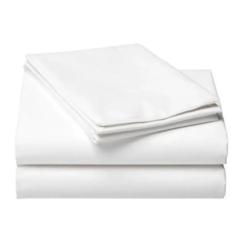 Simplicity 200 Thread Count Hotel Linen Flat Sheet Single Polycotton Percale, 120 Gsm, 190 x 305 cm, Color White