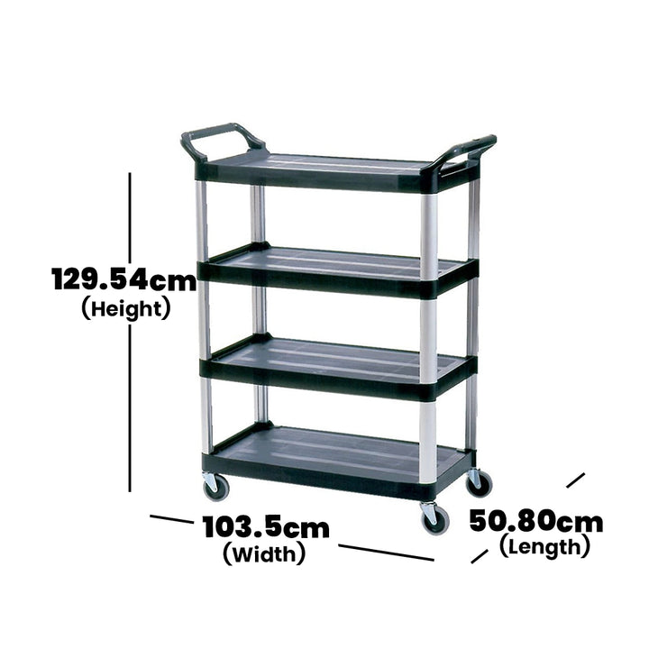 rubbermaid 4 shelves x tra utility cart with open sides