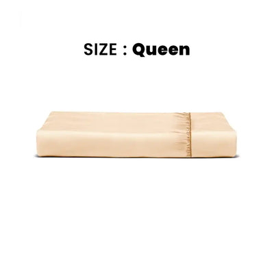 ths giza cotton queen fitted bed sheet beige