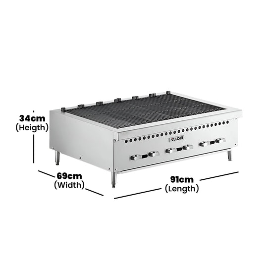 Vulcan Gas Charbroiler Grill with 4 Burners, 91 x 69 x 34 cm