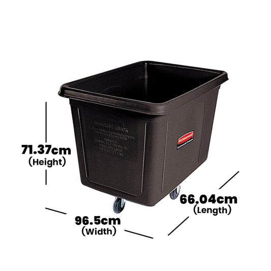 rubbermaid 200l cube truck without lid black