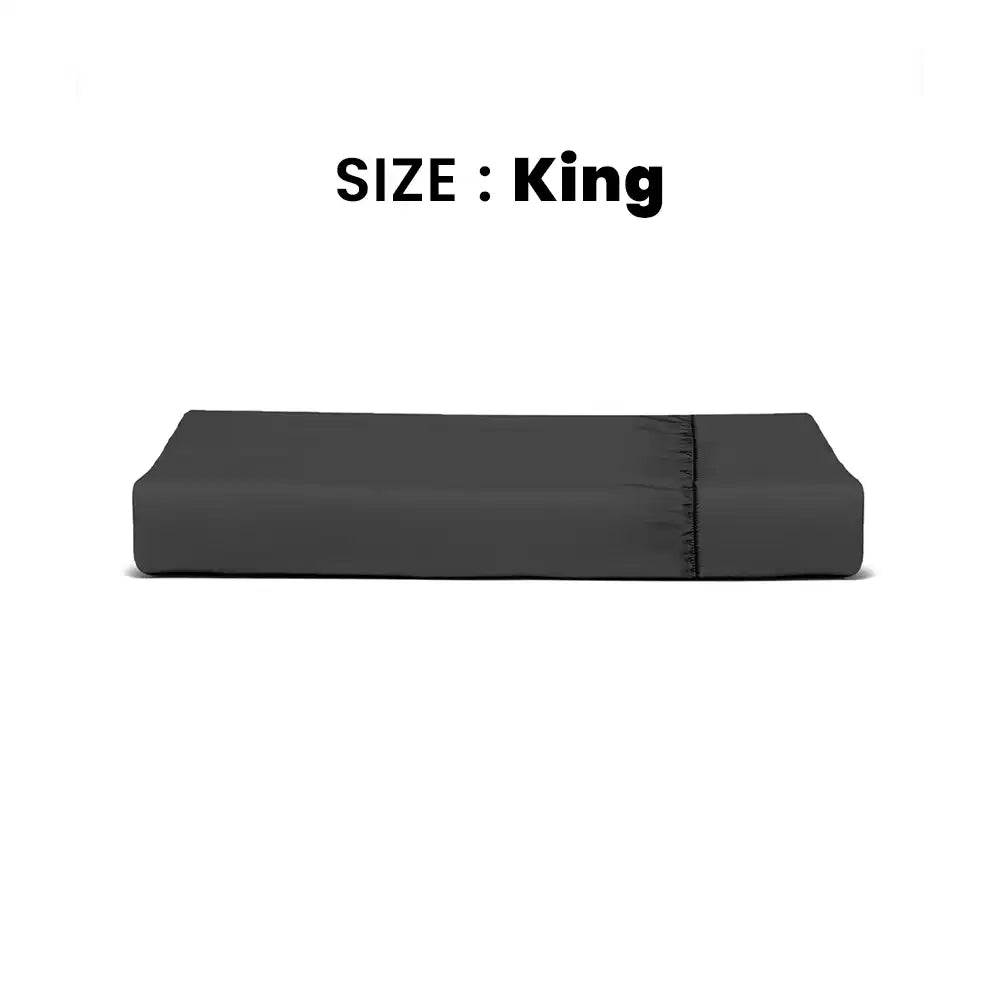 ths giza cotton king fitted bed sheet charcoal grey