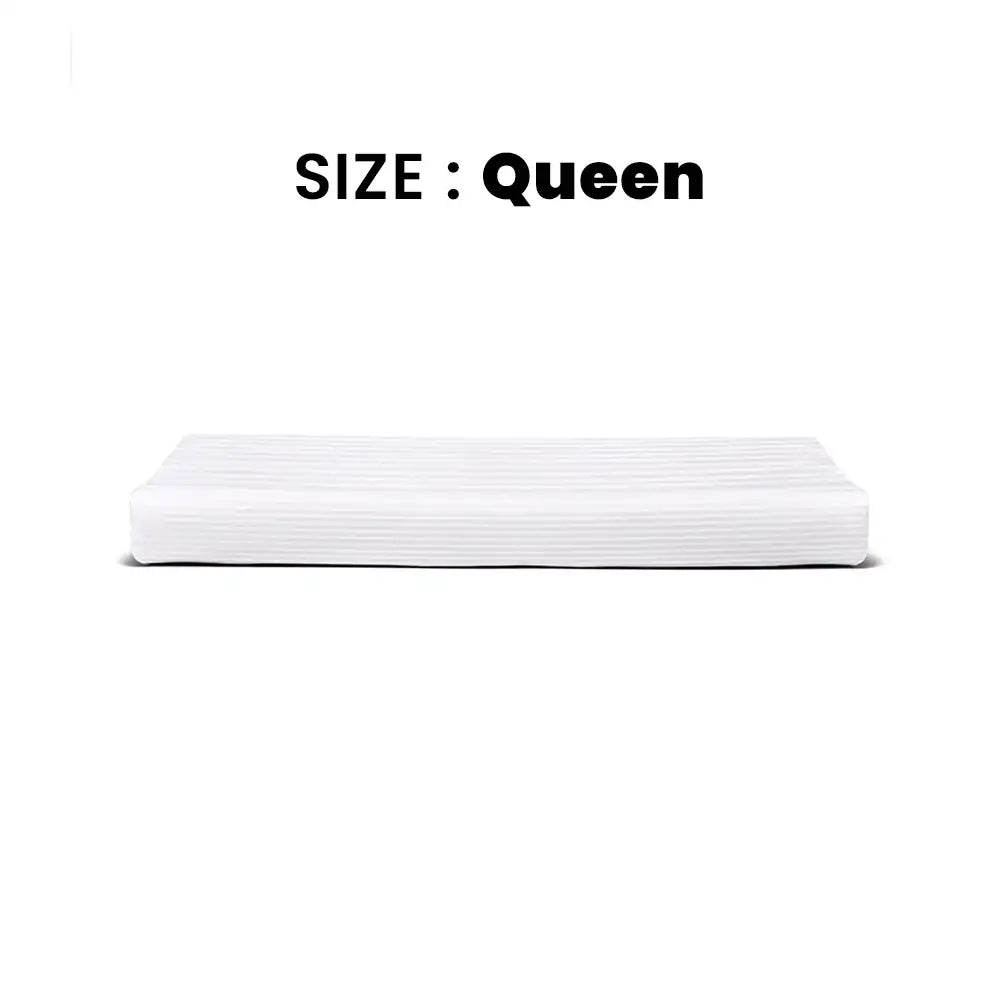 ths zen stripes queen cotton flat bed sheet white