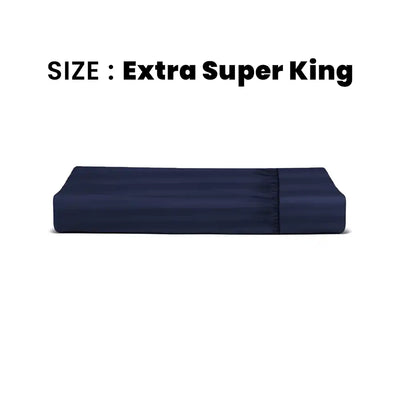 ths eternal stripes extra super king fitted cotton bed sheet navy blue