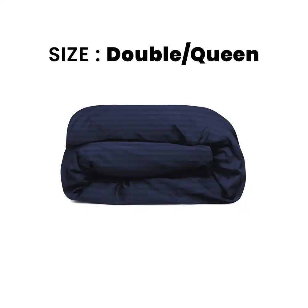 ths eternal stripes double queen cotton duvet cover navy blue