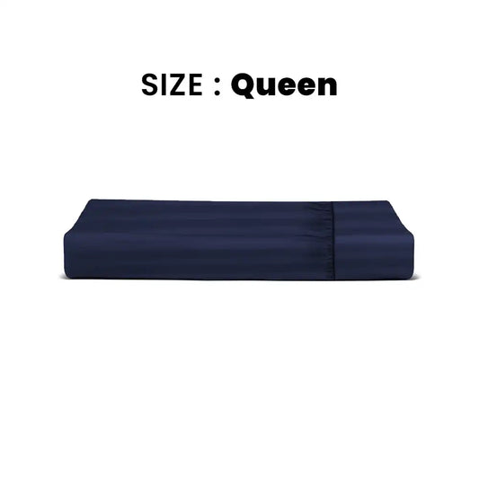 ths eternal stripes queen fitted cotton bed sheet navy blue