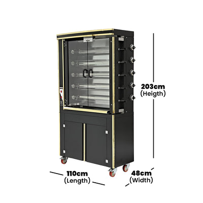 Empero Gas Chicken Rotisserie 5 Sticks, 24 kW, 110 x 48 x 203 cm