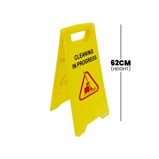 THS Plastic Cleaning In Progress Signboard, Yellow, 62 cm, 10 pcs