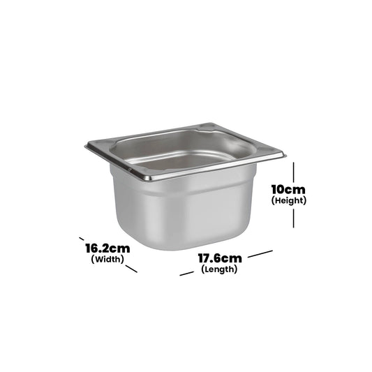 Viraj Stainless Steel GN 1/6 Pan, Height 10CM