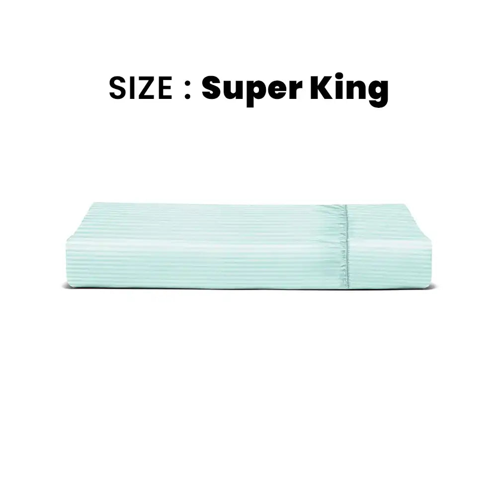 ths zen stripes super king fitted cotton bed sheet glacier