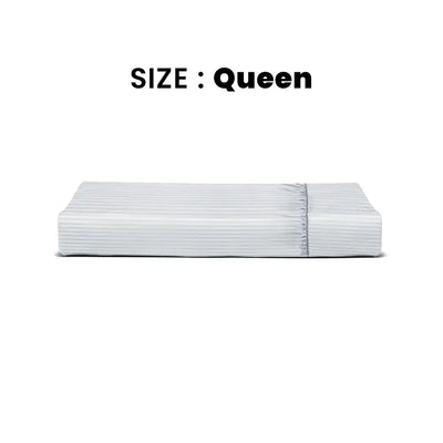 ths zen stripes queen fitted cotton bed sheet silver grey