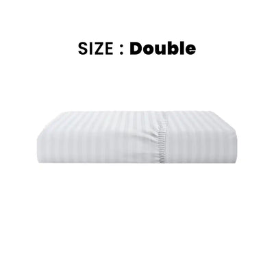 ths eternal stripes double fitted cotton bed sheet white