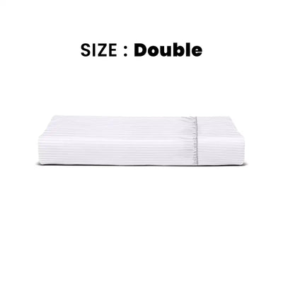 ths zen stripes double fitted cotton bed sheet ivory