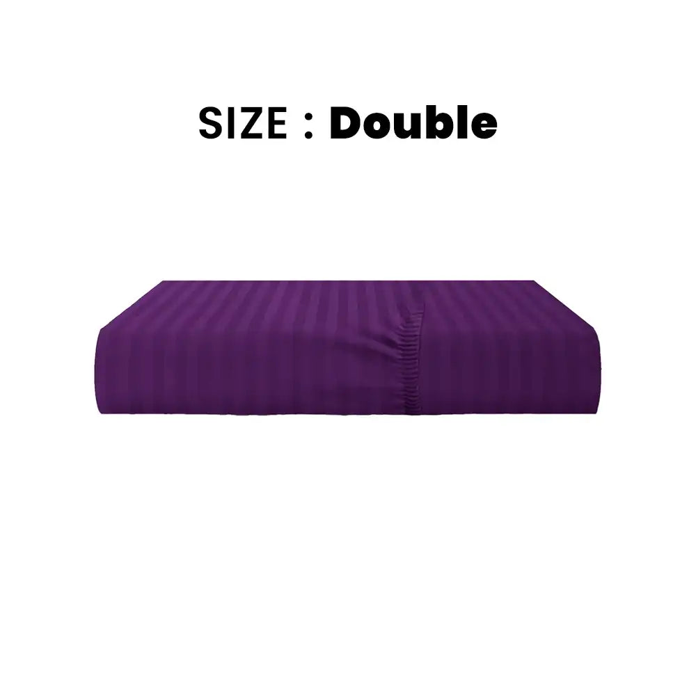 ths eternal stripes double fitted cotton bed sheet purple