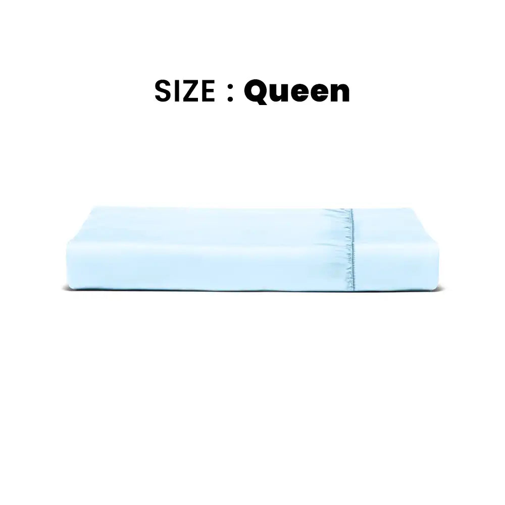 ths giza cotton queen fitted bed sheet baby blue