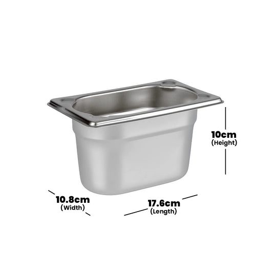 Viraj Stainless Steel GN 1/9 Pan, Height 10CM