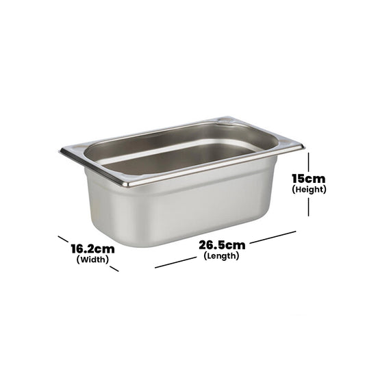 Viraj Stainless Steel GN 1/4 Pan, Height 15CM